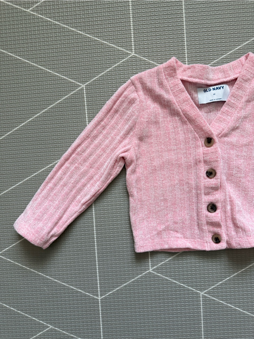 Old Navy|Baby girl/toddler Light Pink Ribbed Button-Front Cardigan,Soft size 3T•